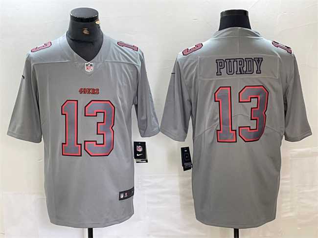 Men%27s San Francisco 49ers #13 Brock Purdy Gray Atmosphere Fashion Football Stitched Jersey->kansas city chiefs->NFL Jersey